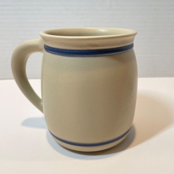 Hand-Painted Pottery Mug with Blue Floral Design & Handle Signed - Picture 2 of 8